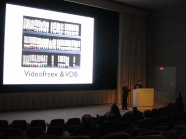 Tom Colley of the Video Data Bank explains the partnership between VDB and Videofreex. Photo by Denaise Seals.