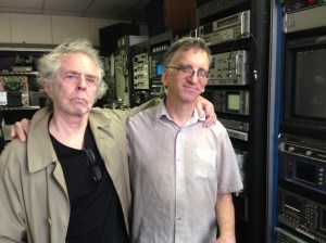 Davidson and Maurice in an editing studio